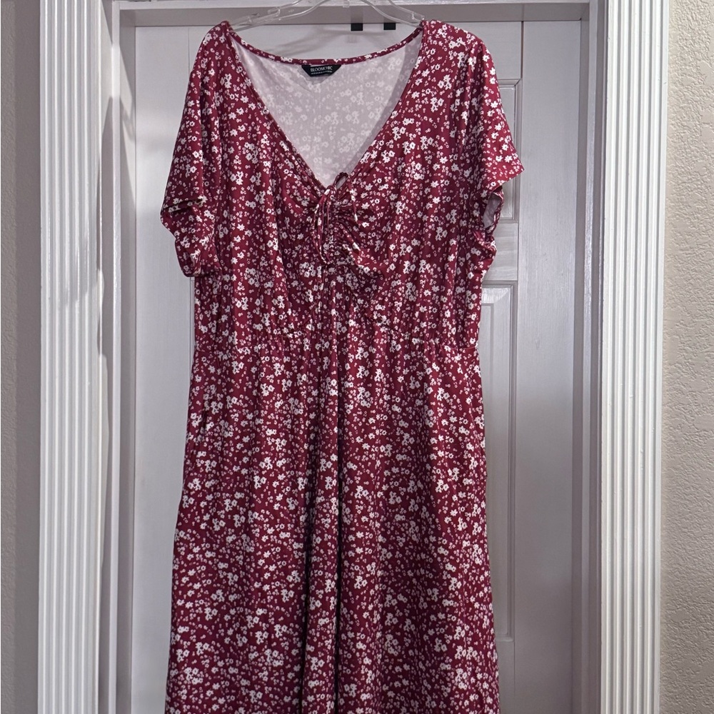 BloomChic Red Floral Midi Dress